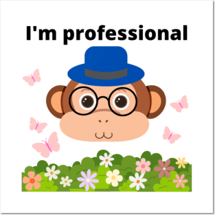 little monkey with glasses Posters and Art